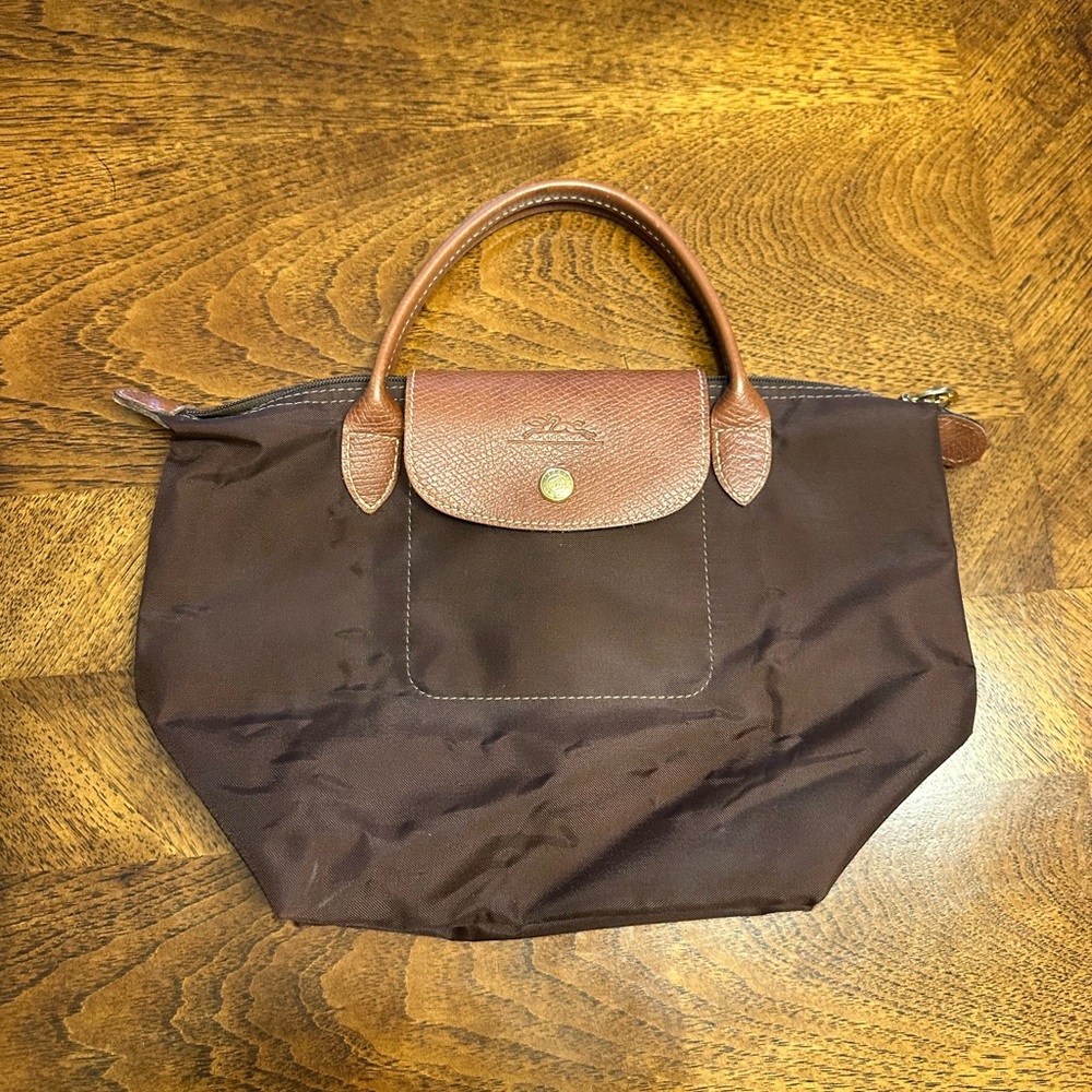 Longchamp Brown Tote Bag with Leather Trim